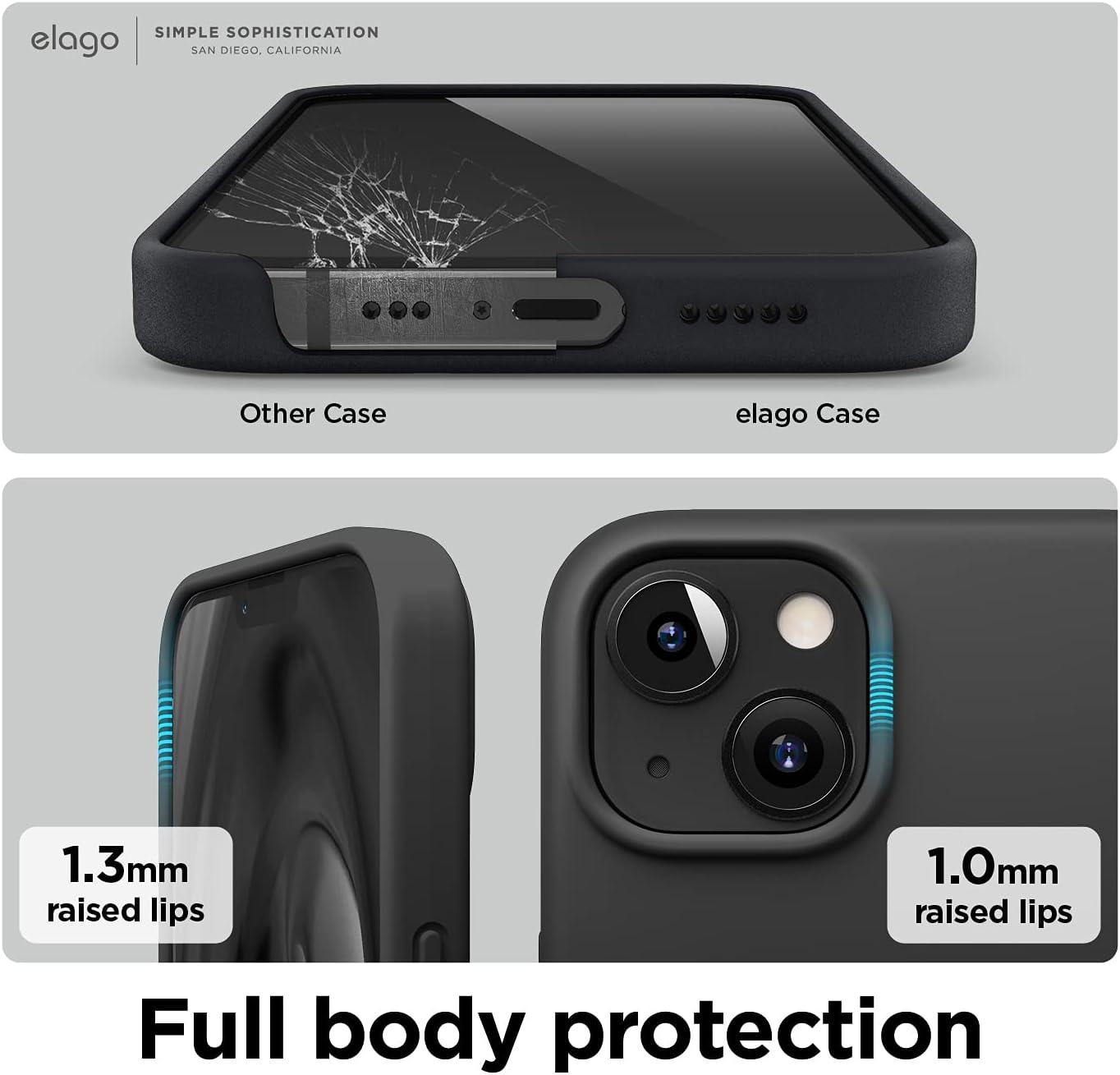 imageelago Liquid Silicone Case Compatible with iPhone 13 61 inchPremium Silicone Full Body Protection  3 Layer Shockproof Phone Case Microfiber LiningBlack