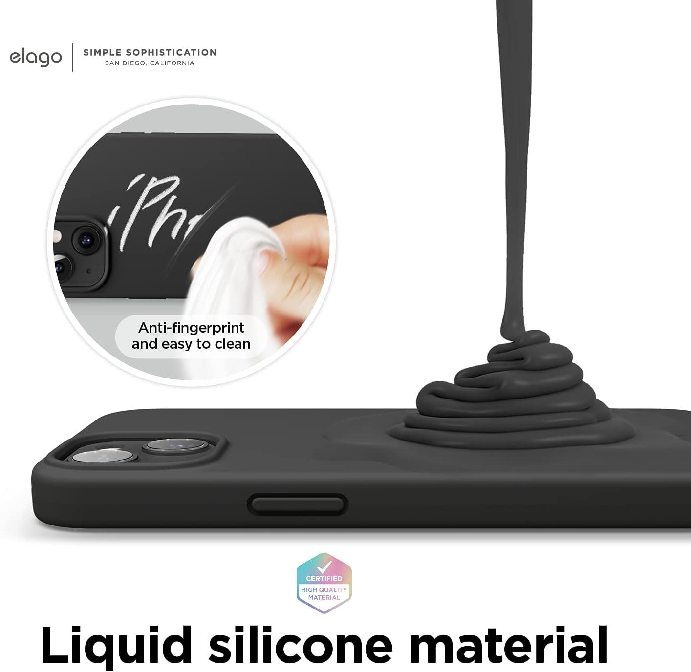 imageelago Liquid Silicone Case Compatible with iPhone 13 61 inchPremium Silicone Full Body Protection  3 Layer Shockproof Phone Case Microfiber LiningBlack