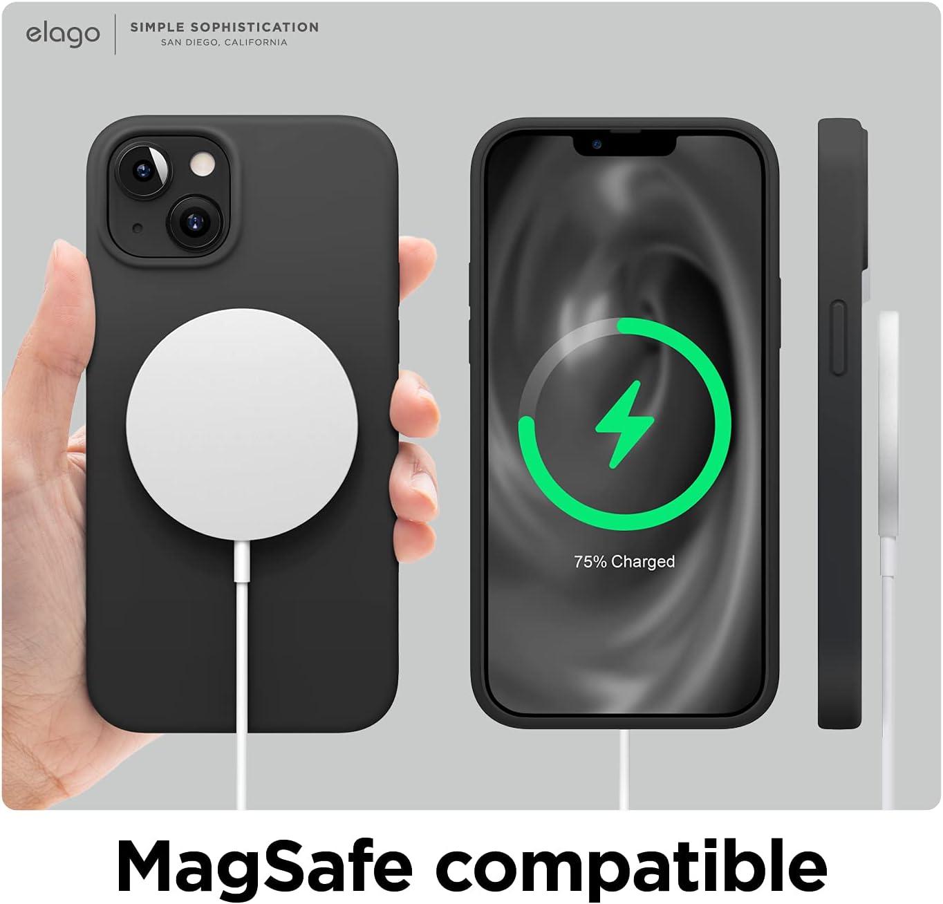 imageelago Liquid Silicone Case Compatible with iPhone 13 61 inchPremium Silicone Full Body Protection  3 Layer Shockproof Phone Case Microfiber LiningBlack