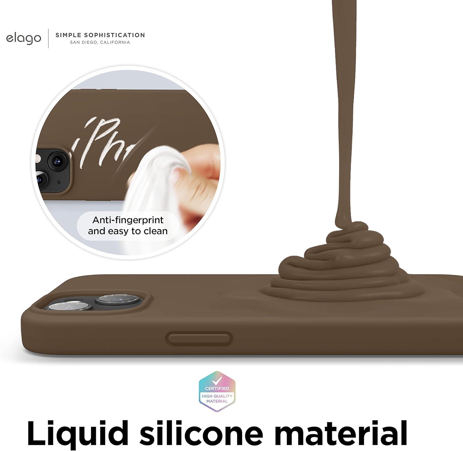 imageelago Liquid Silicone Case Compatible with iPhone 13 61 inchPremium Silicone Full Body Protection  3 Layer Shockproof Phone Case Microfiber LiningBrown