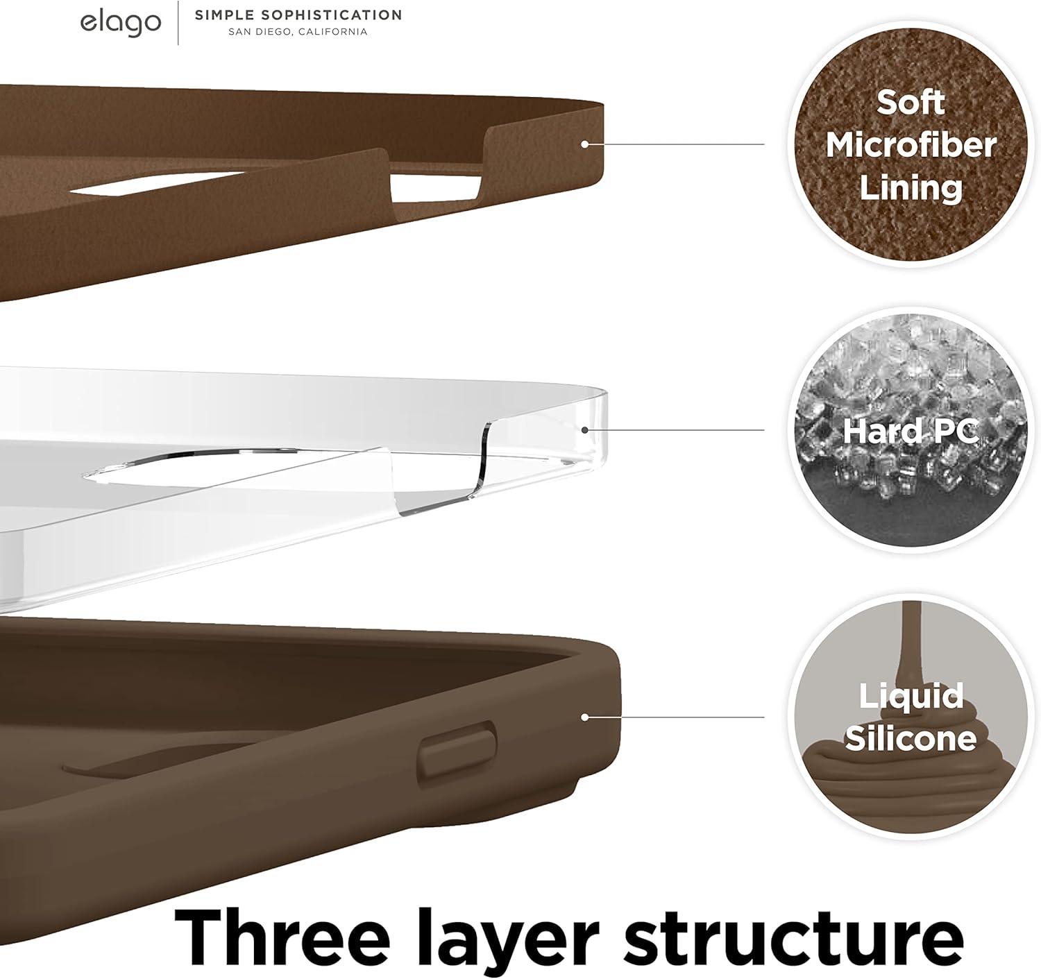 imageelago Liquid Silicone Case Compatible with iPhone 13 61 inchPremium Silicone Full Body Protection  3 Layer Shockproof Phone Case Microfiber LiningBrown