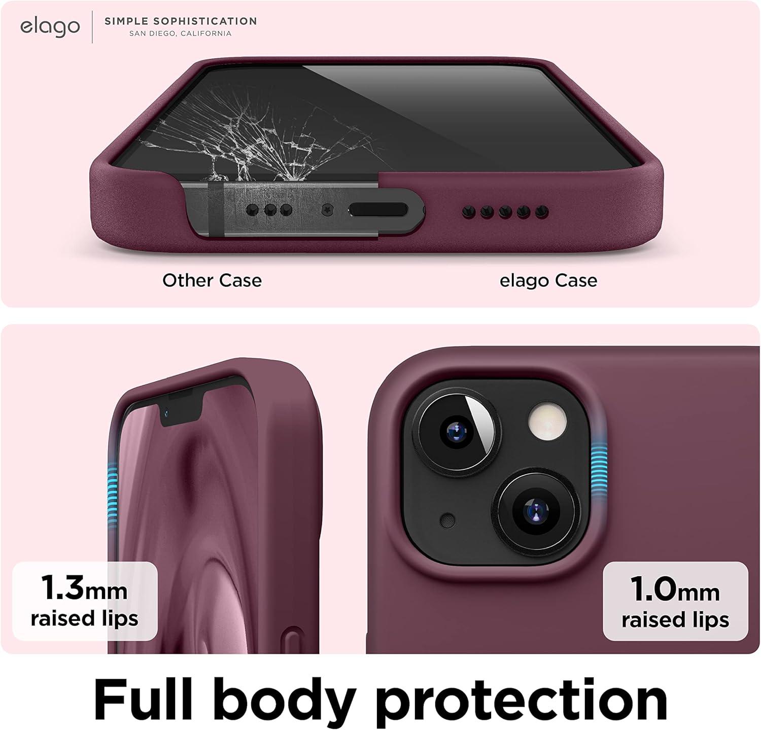 imageelago Liquid Silicone Case Compatible with iPhone 13 61 inchPremium Silicone Full Body Protection  3 Layer Shockproof Phone Case Microfiber LiningBurgundy