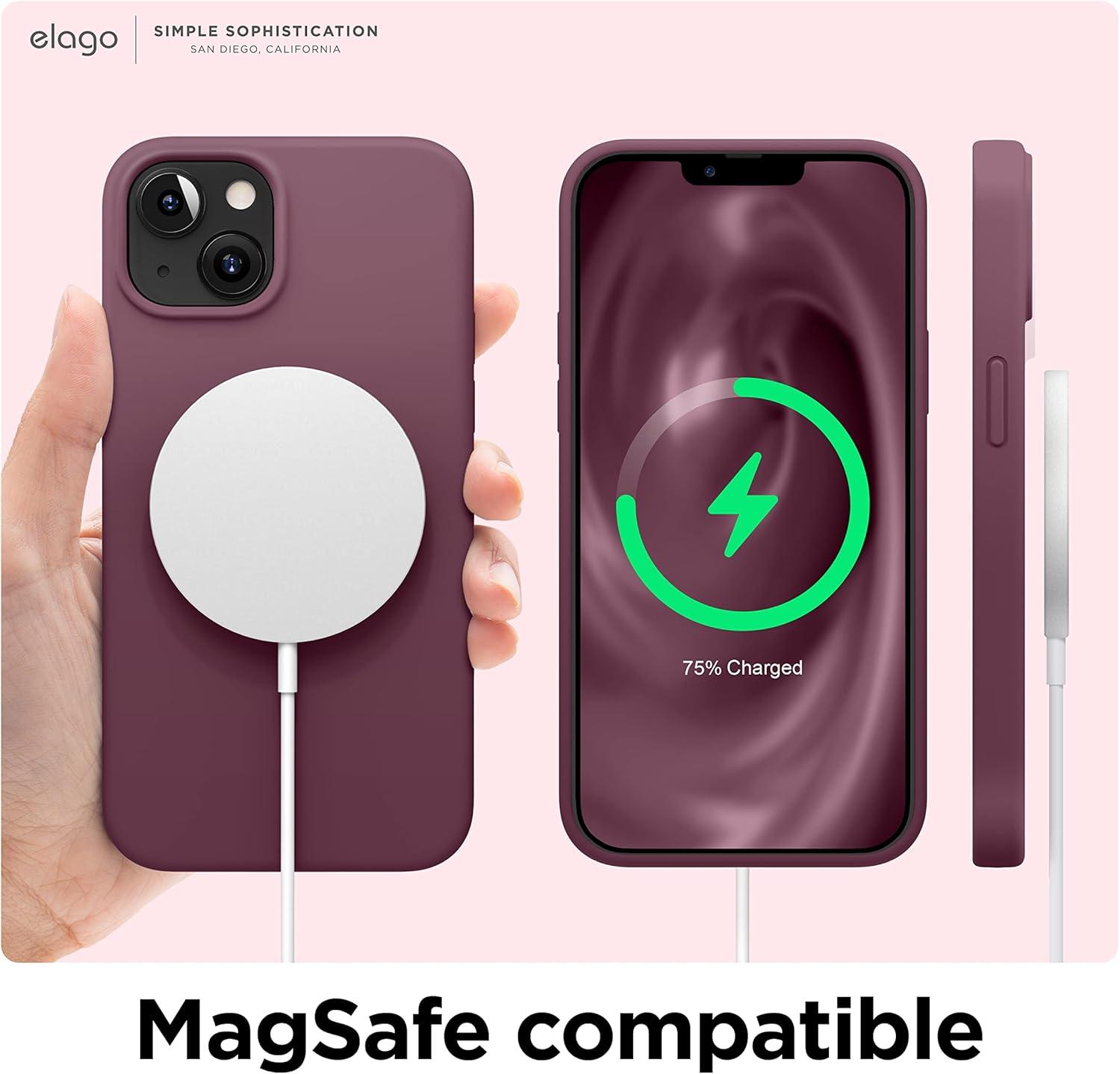 imageelago Liquid Silicone Case Compatible with iPhone 13 61 inchPremium Silicone Full Body Protection  3 Layer Shockproof Phone Case Microfiber LiningBurgundy