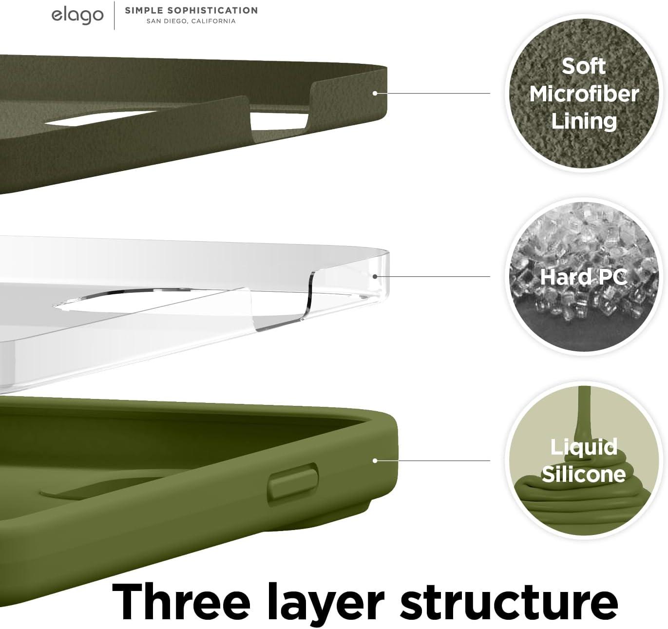 imageelago Liquid Silicone Case Compatible with iPhone 13 61 inchPremium Silicone Full Body Protection  3 Layer Shockproof Phone Case Microfiber LiningCedar Green