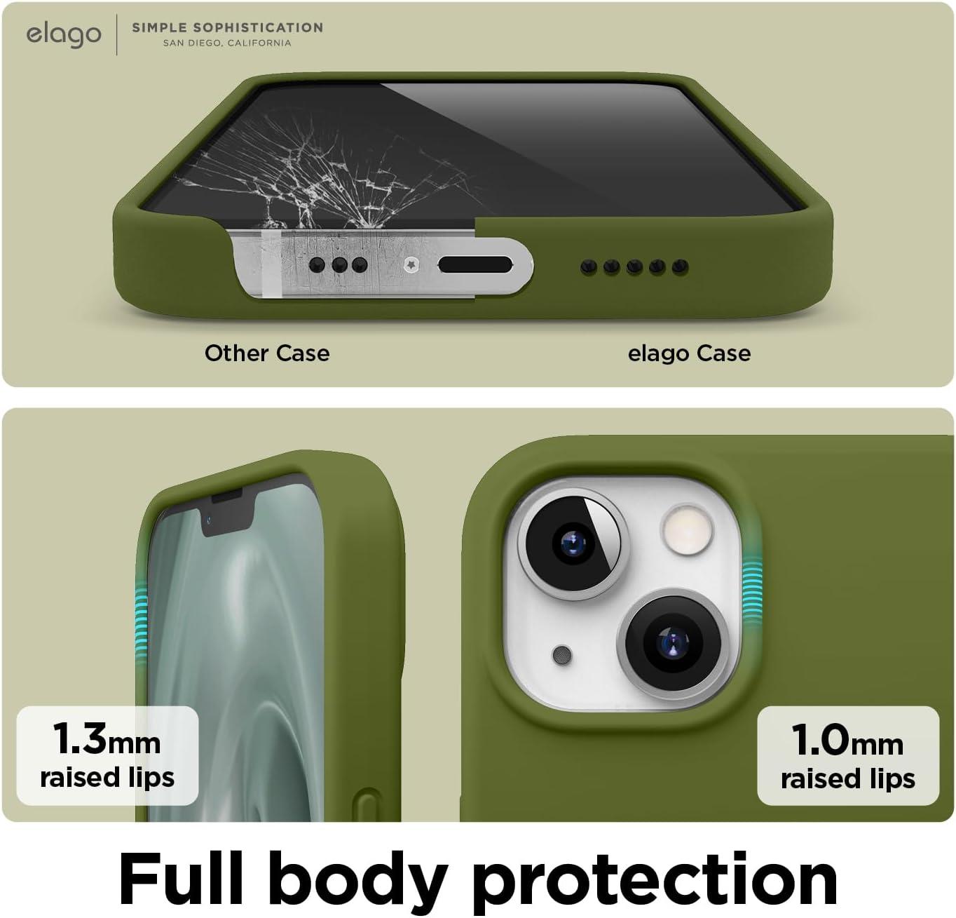 imageelago Liquid Silicone Case Compatible with iPhone 13 61 inchPremium Silicone Full Body Protection  3 Layer Shockproof Phone Case Microfiber LiningCedar Green