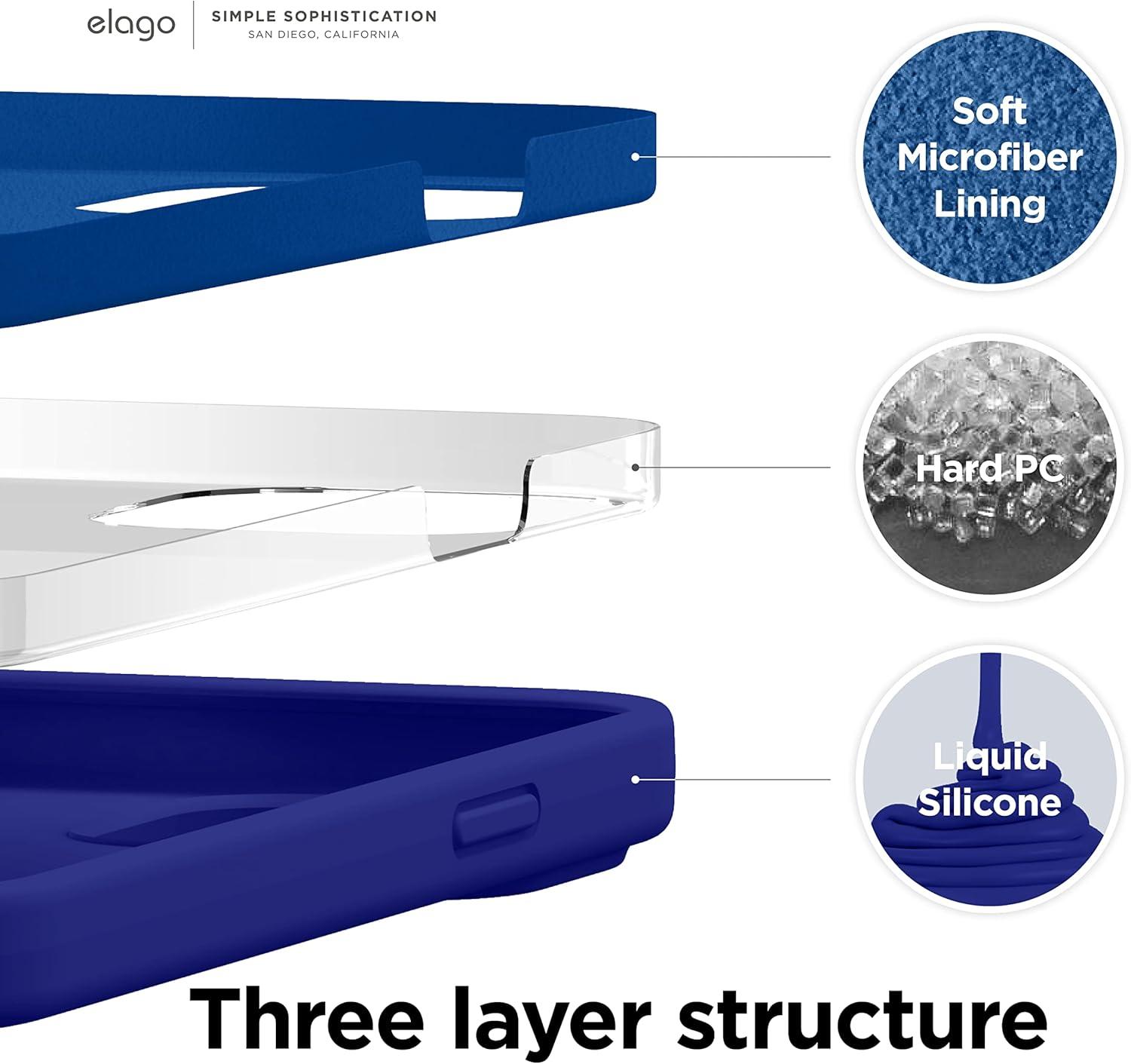 imageelago Liquid Silicone Case Compatible with iPhone 13 61 inchPremium Silicone Full Body Protection  3 Layer Shockproof Phone Case Microfiber LiningCobalt