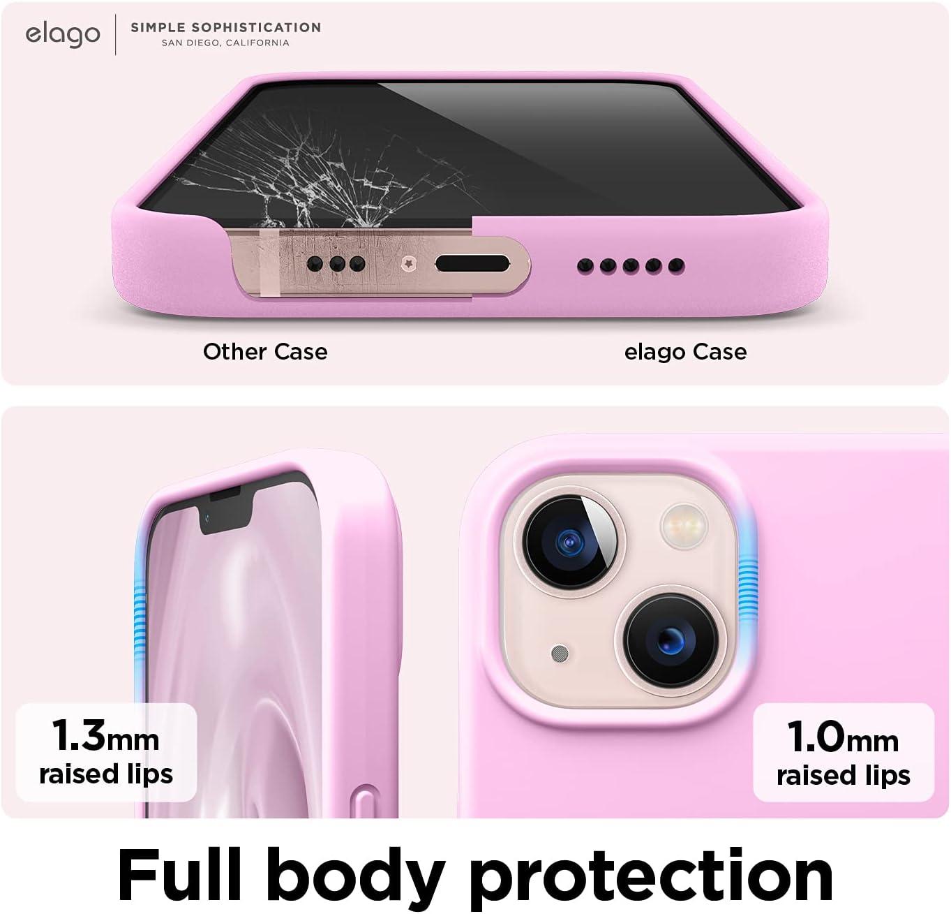 imageelago Liquid Silicone Case Compatible with iPhone 13 61 inchPremium Silicone Full Body Protection  3 Layer Shockproof Phone Case Microfiber LiningHot Pink