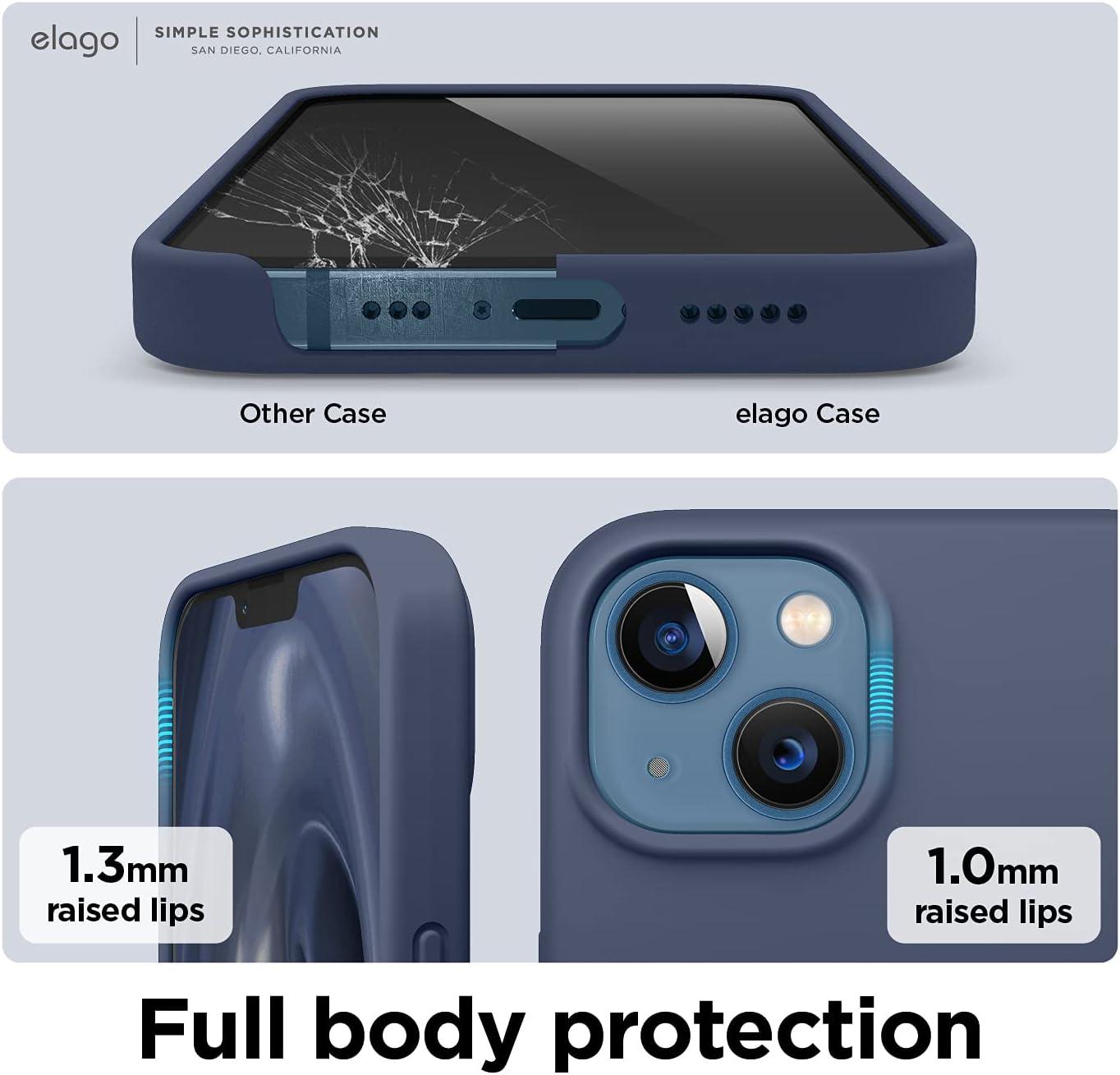 imageelago Liquid Silicone Case Compatible with iPhone 13 61 inchPremium Silicone Full Body Protection  3 Layer Shockproof Phone Case Microfiber LiningIndigo Jeans