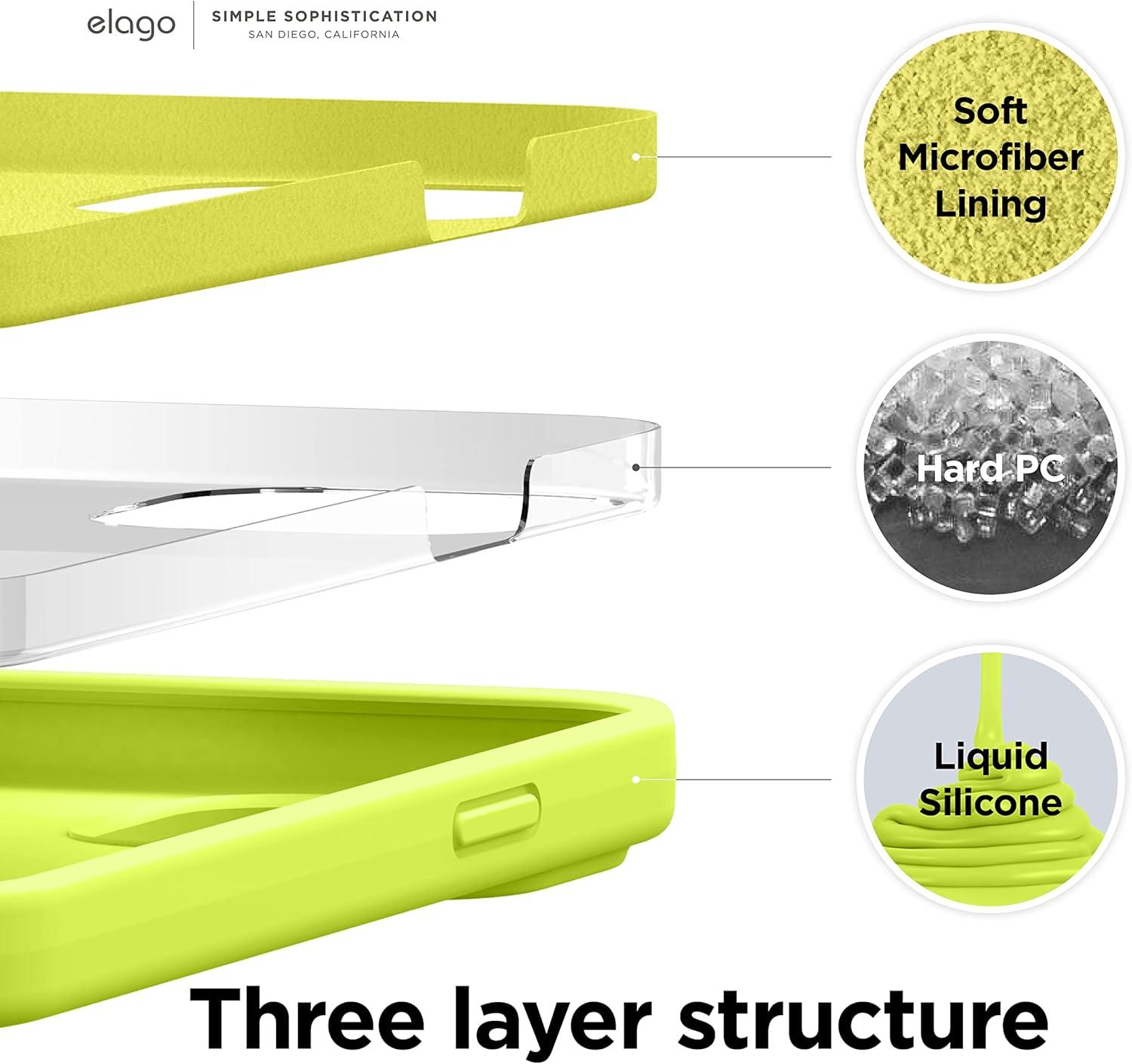 imageelago Liquid Silicone Case Compatible with iPhone 13 61 inchPremium Silicone Full Body Protection  3 Layer Shockproof Phone Case Microfiber LiningJanue Fluo