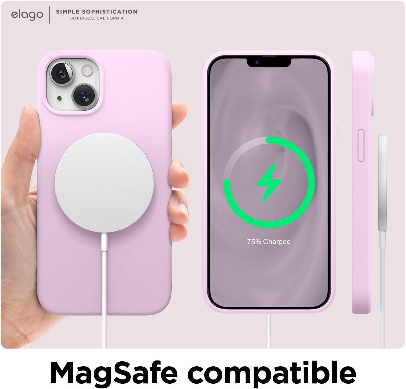 imageelago Liquid Silicone Case Compatible with iPhone 13 61 inchPremium Silicone Full Body Protection  3 Layer Shockproof Phone Case Microfiber LiningLight Lilac