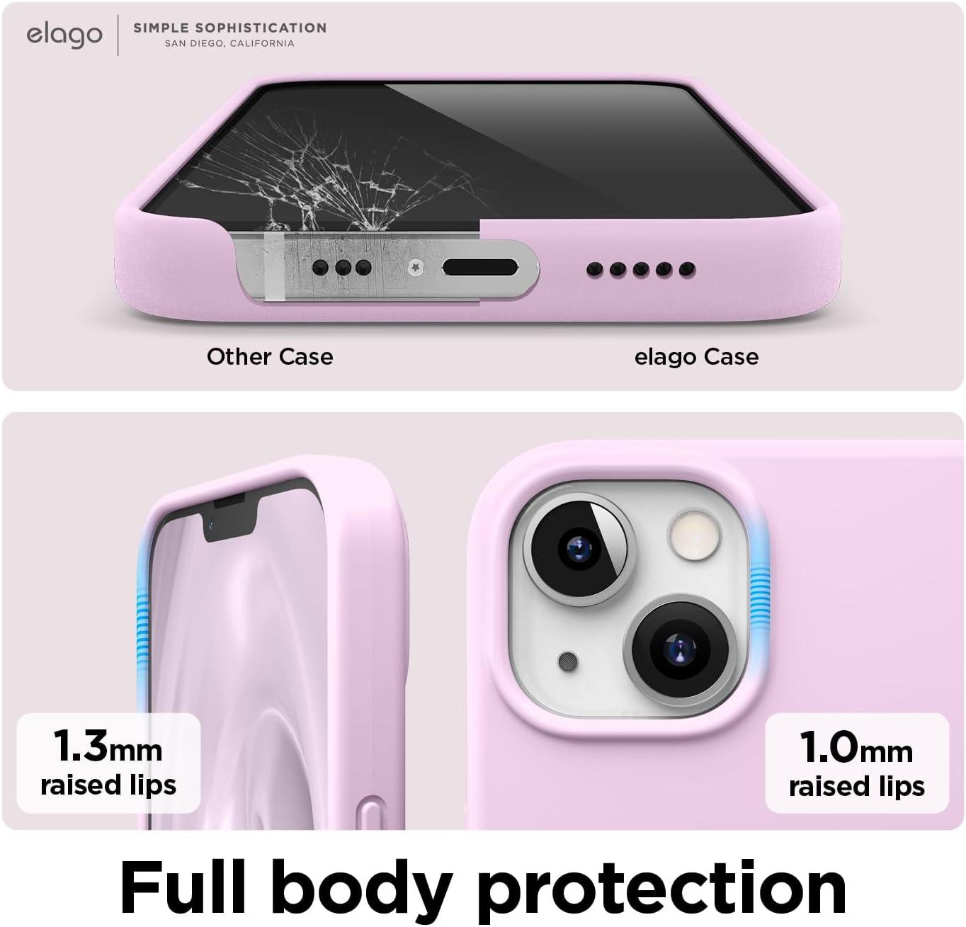 imageelago Liquid Silicone Case Compatible with iPhone 13 61 inchPremium Silicone Full Body Protection  3 Layer Shockproof Phone Case Microfiber LiningLight Lilac