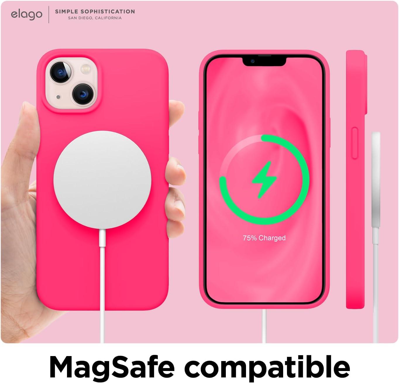 imageelago Liquid Silicone Case Compatible with iPhone 13 61 inchPremium Silicone Full Body Protection  3 Layer Shockproof Phone Case Microfiber LiningLive Pink