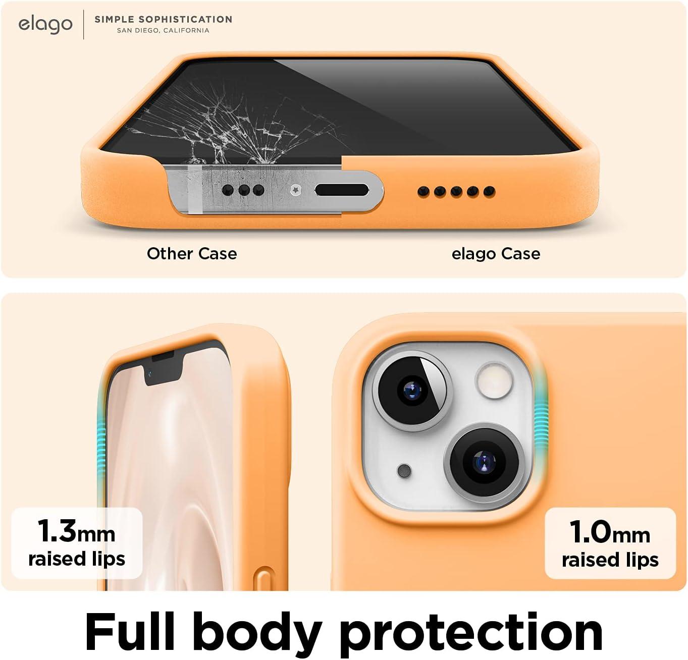 imageelago Liquid Silicone Case Compatible with iPhone 13 61 inchPremium Silicone Full Body Protection  3 Layer Shockproof Phone Case Microfiber LiningOrange