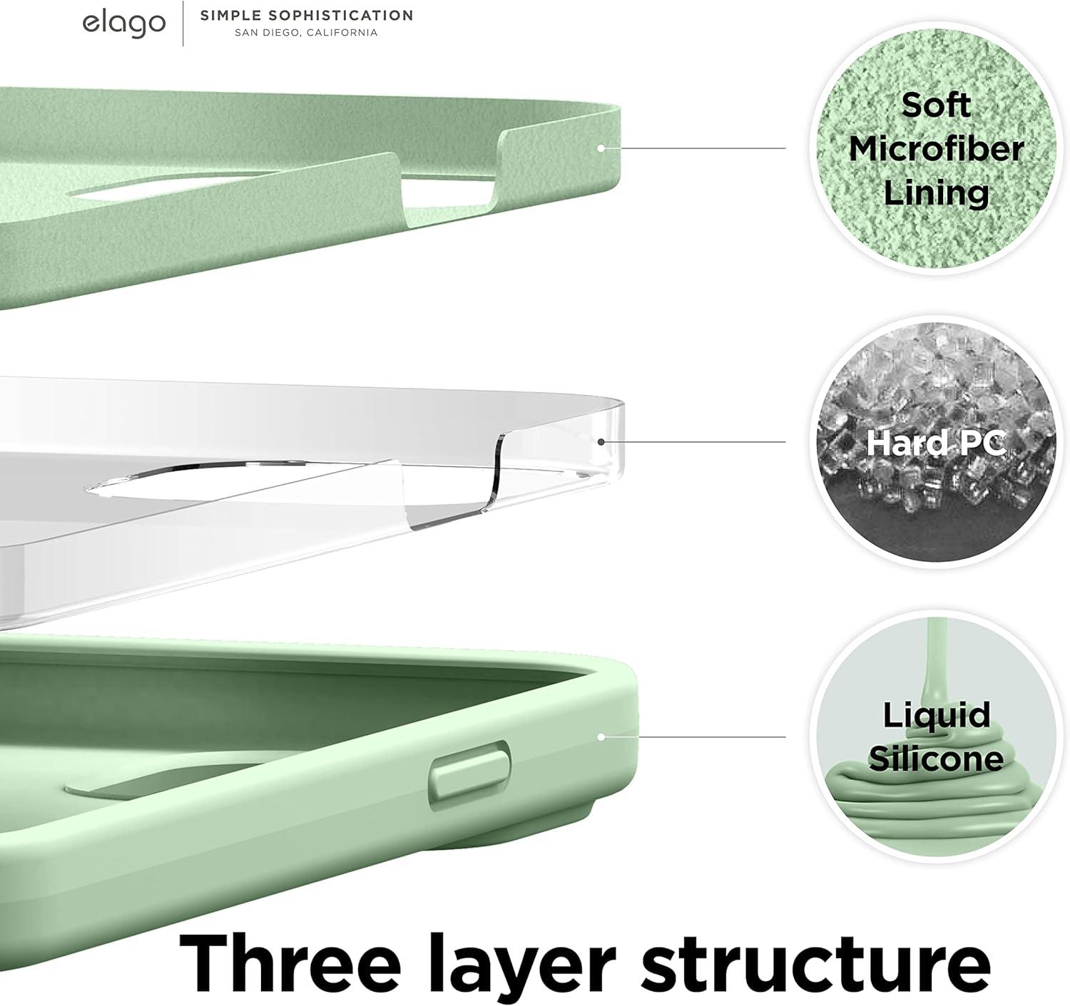 imageelago Liquid Silicone Case Compatible with iPhone 13 61 inchPremium Silicone Full Body Protection  3 Layer Shockproof Phone Case Microfiber LiningPastel Green
