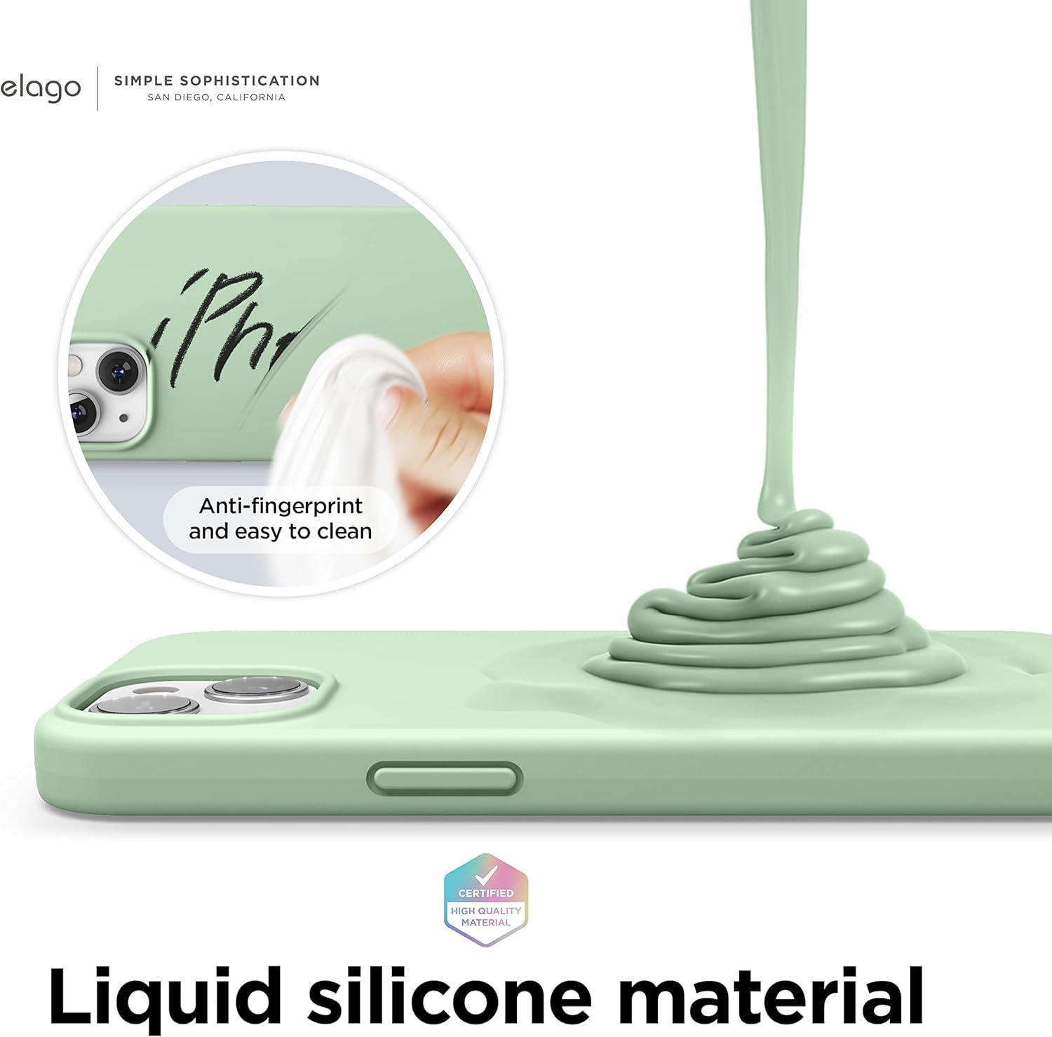 imageelago Liquid Silicone Case Compatible with iPhone 13 61 inchPremium Silicone Full Body Protection  3 Layer Shockproof Phone Case Microfiber LiningPastel Green