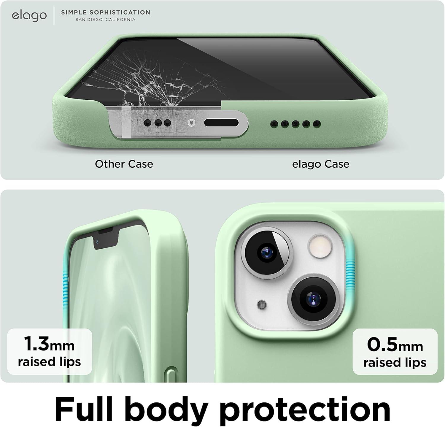 imageelago Liquid Silicone Case Compatible with iPhone 13 61 inchPremium Silicone Full Body Protection  3 Layer Shockproof Phone Case Microfiber LiningPastel Green
