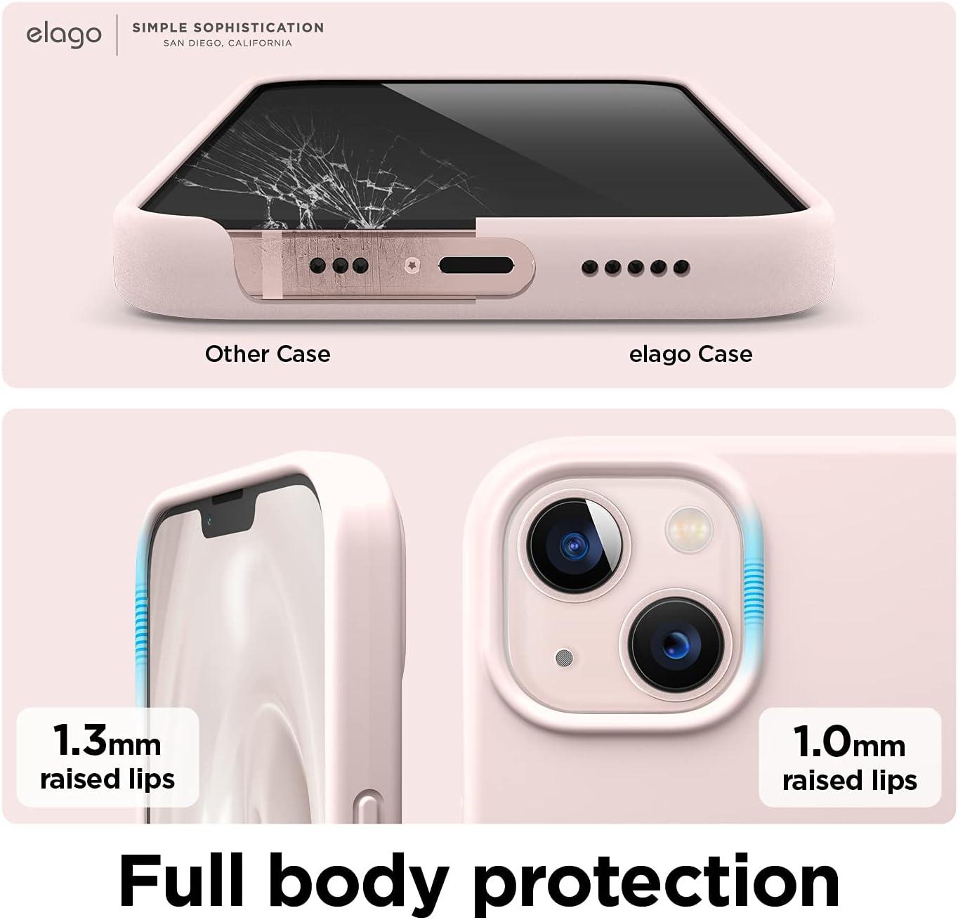imageelago Liquid Silicone Case Compatible with iPhone 13 61 inchPremium Silicone Full Body Protection  3 Layer Shockproof Phone Case Microfiber LiningPink
