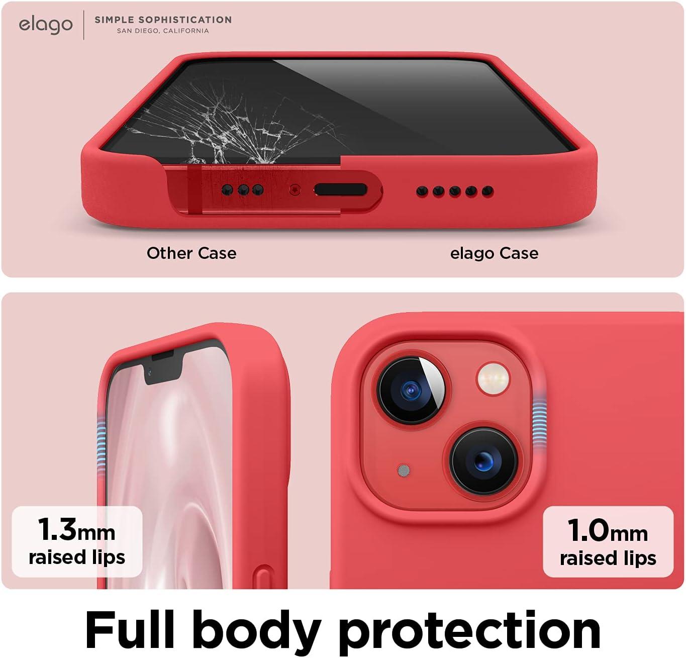 imageelago Liquid Silicone Case Compatible with iPhone 13 61 inchPremium Silicone Full Body Protection  3 Layer Shockproof Phone Case Microfiber LiningRed