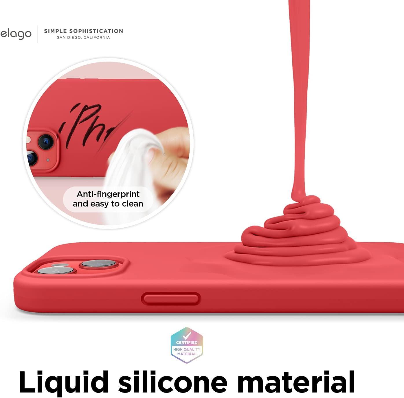 imageelago Liquid Silicone Case Compatible with iPhone 13 61 inchPremium Silicone Full Body Protection  3 Layer Shockproof Phone Case Microfiber LiningRed