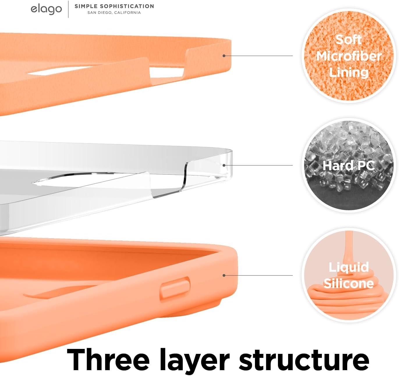 imageelago Liquid Silicone Case Compatible with iPhone 13 61 inchPremium Silicone Full Body Protection  3 Layer Shockproof Phone Case Microfiber LiningSalmon