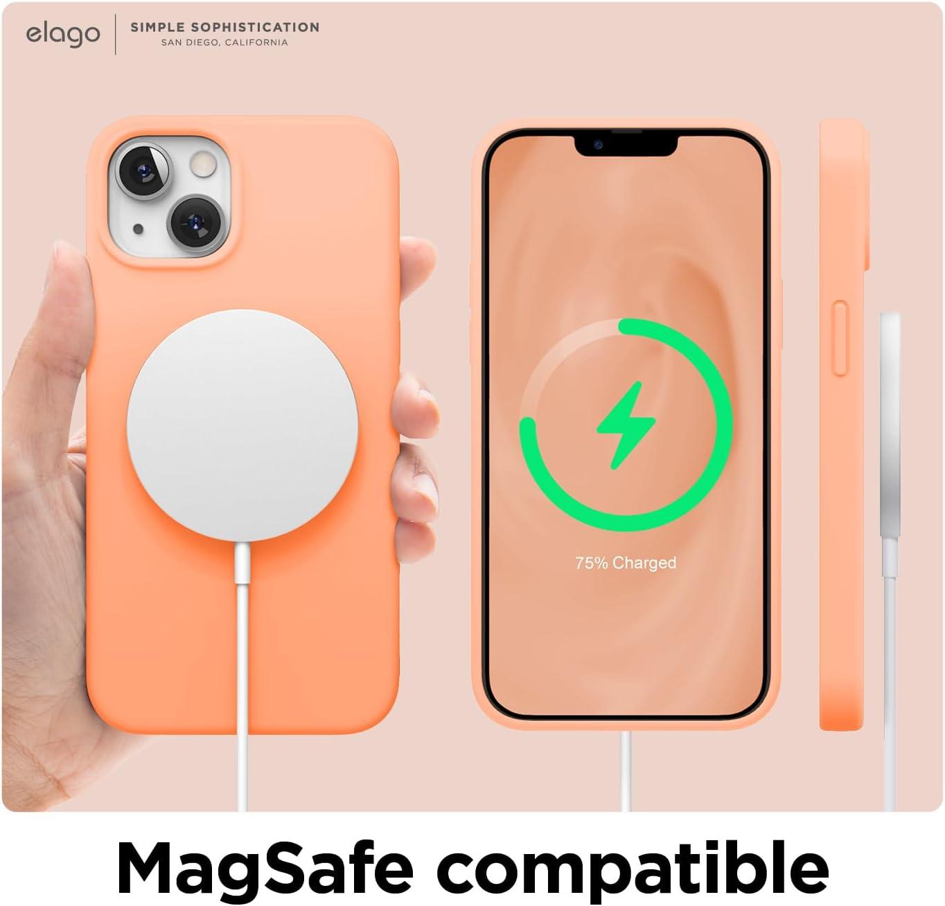 imageelago Liquid Silicone Case Compatible with iPhone 13 61 inchPremium Silicone Full Body Protection  3 Layer Shockproof Phone Case Microfiber LiningSalmon