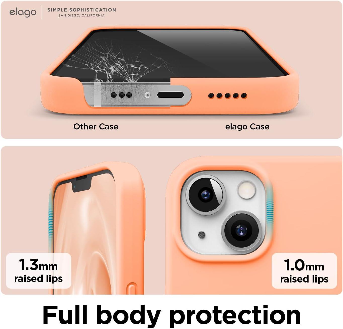imageelago Liquid Silicone Case Compatible with iPhone 13 61 inchPremium Silicone Full Body Protection  3 Layer Shockproof Phone Case Microfiber LiningSalmon