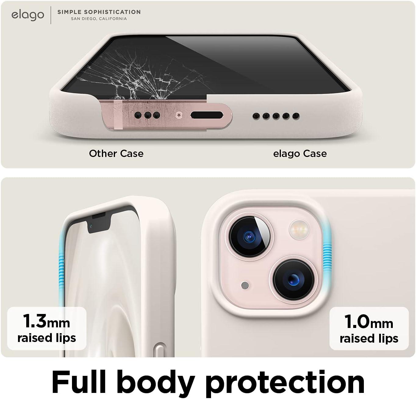 imageelago Liquid Silicone Case Compatible with iPhone 13 61 inchPremium Silicone Full Body Protection  3 Layer Shockproof Phone Case Microfiber LiningStone