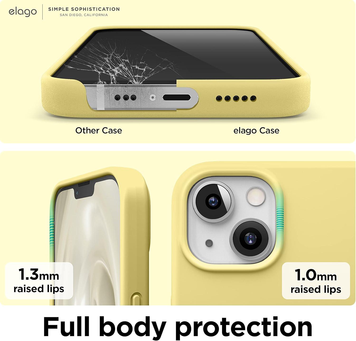 imageelago Liquid Silicone Case Compatible with iPhone 13 61 inchPremium Silicone Full Body Protection  3 Layer Shockproof Phone Case Microfiber LiningYellow