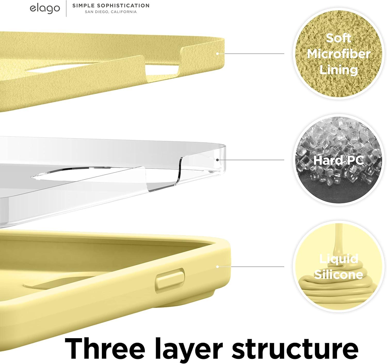 imageelago Liquid Silicone Case Compatible with iPhone 13 61 inchPremium Silicone Full Body Protection  3 Layer Shockproof Phone Case Microfiber LiningYellow