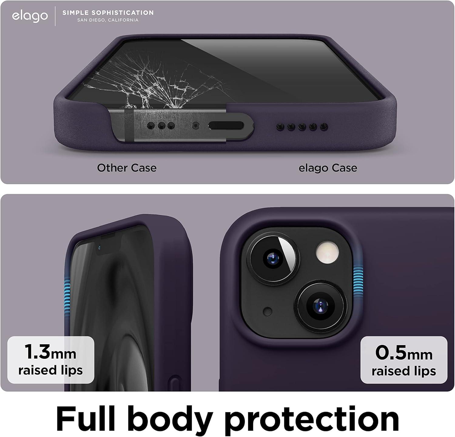 imageelago Liquid Silicone Case Compatible with iPhone 13 61 inchPremium Silicone Full Body Protection  3 Layer Shockproof Phone Case Microfiber Liningdark violet