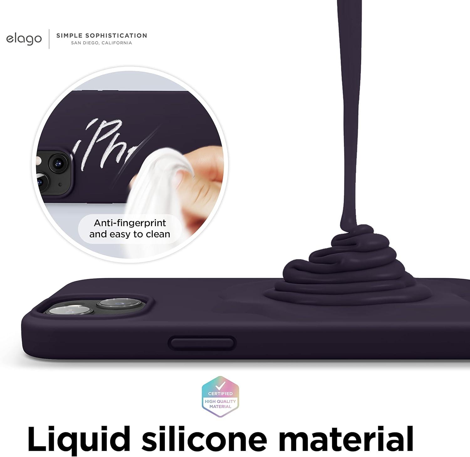 imageelago Liquid Silicone Case Compatible with iPhone 13 61 inchPremium Silicone Full Body Protection  3 Layer Shockproof Phone Case Microfiber Liningdark violet