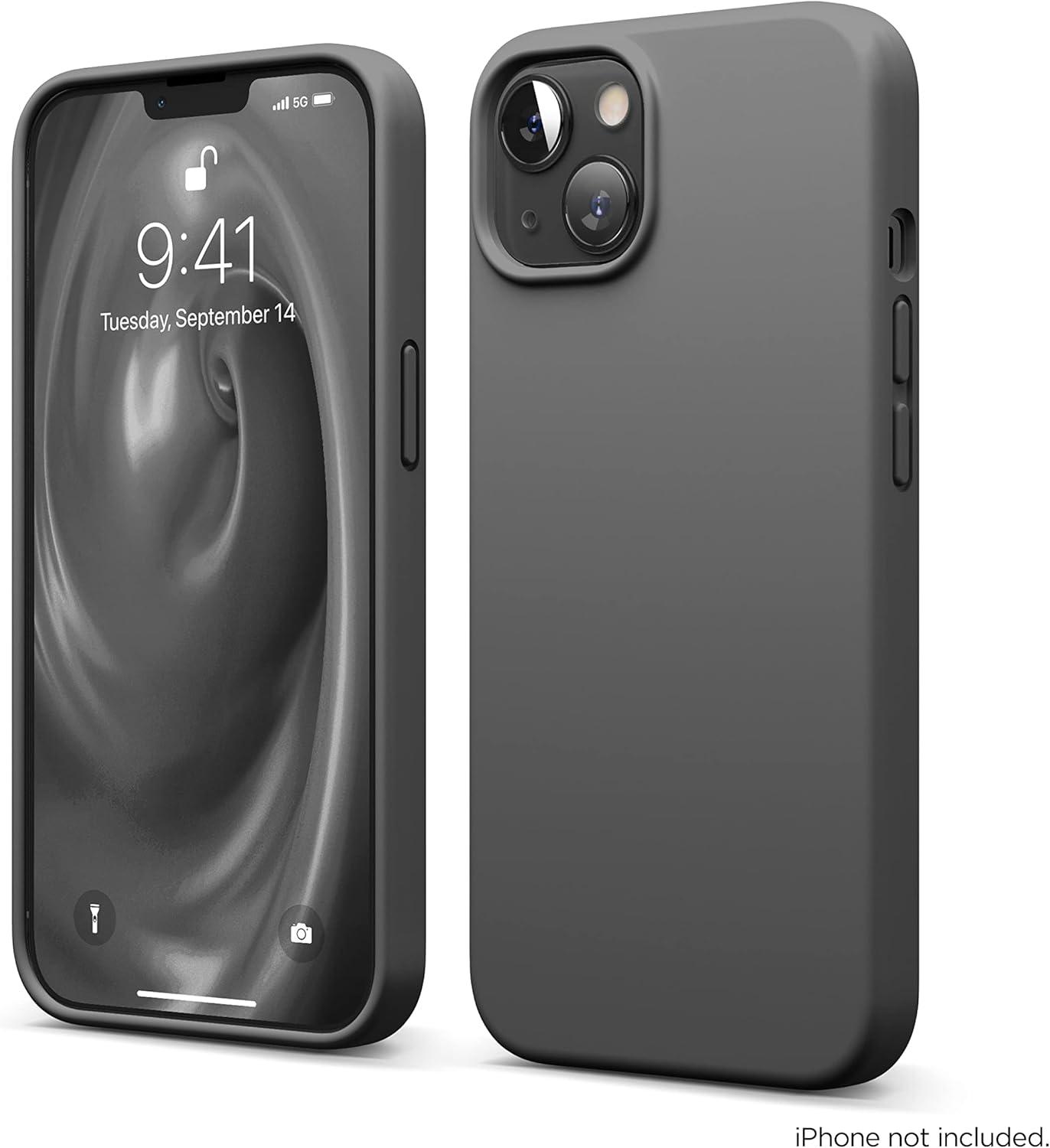 imageelago Liquid Silicone Case Compatible with iPhone 13 61 inchPremium Silicone Full Body Protection  3 Layer Shockproof Phone Case Microfiber Liningdark grey