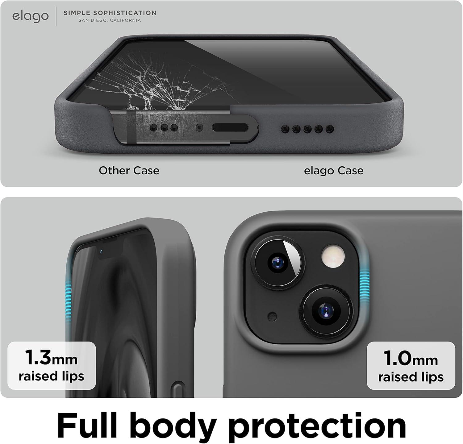 imageelago Liquid Silicone Case Compatible with iPhone 13 61 inchPremium Silicone Full Body Protection  3 Layer Shockproof Phone Case Microfiber Liningdark grey