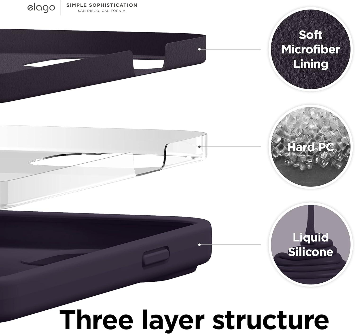 imageelago Liquid Silicone Case Compatible with iPhone 13 61 inchPremium Silicone Full Body Protection  3 Layer Shockproof Phone Case Microfiber Liningdark violet