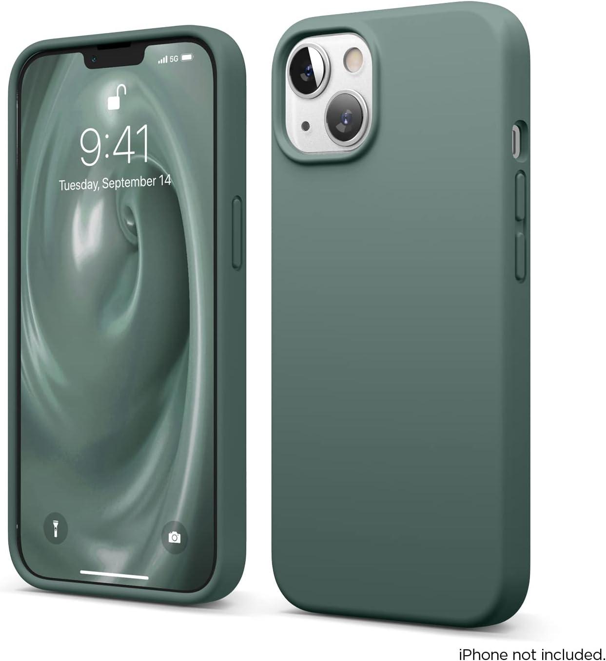 imageelago Liquid Silicone Case Compatible with iPhone 13 61 inchPremium Silicone Full Body Protection  3 Layer Shockproof Phone Case Microfiber Liningdark green