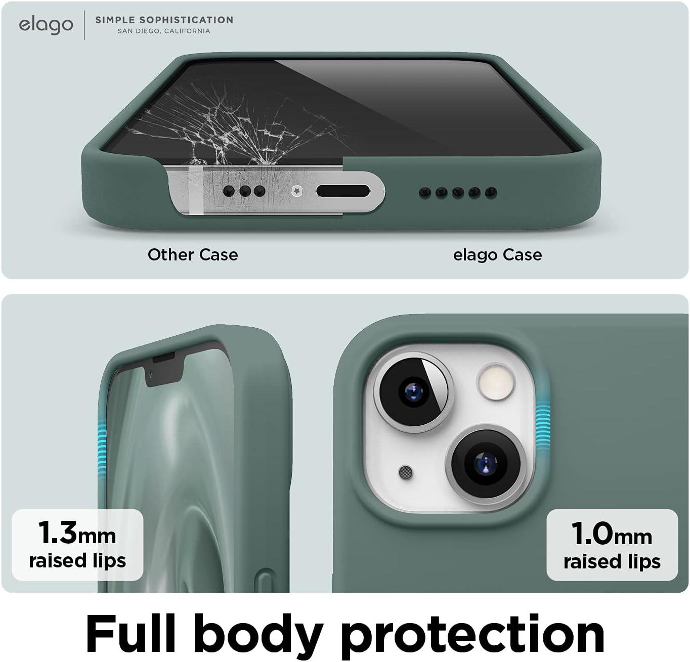 imageelago Liquid Silicone Case Compatible with iPhone 13 61 inchPremium Silicone Full Body Protection  3 Layer Shockproof Phone Case Microfiber Liningdark green