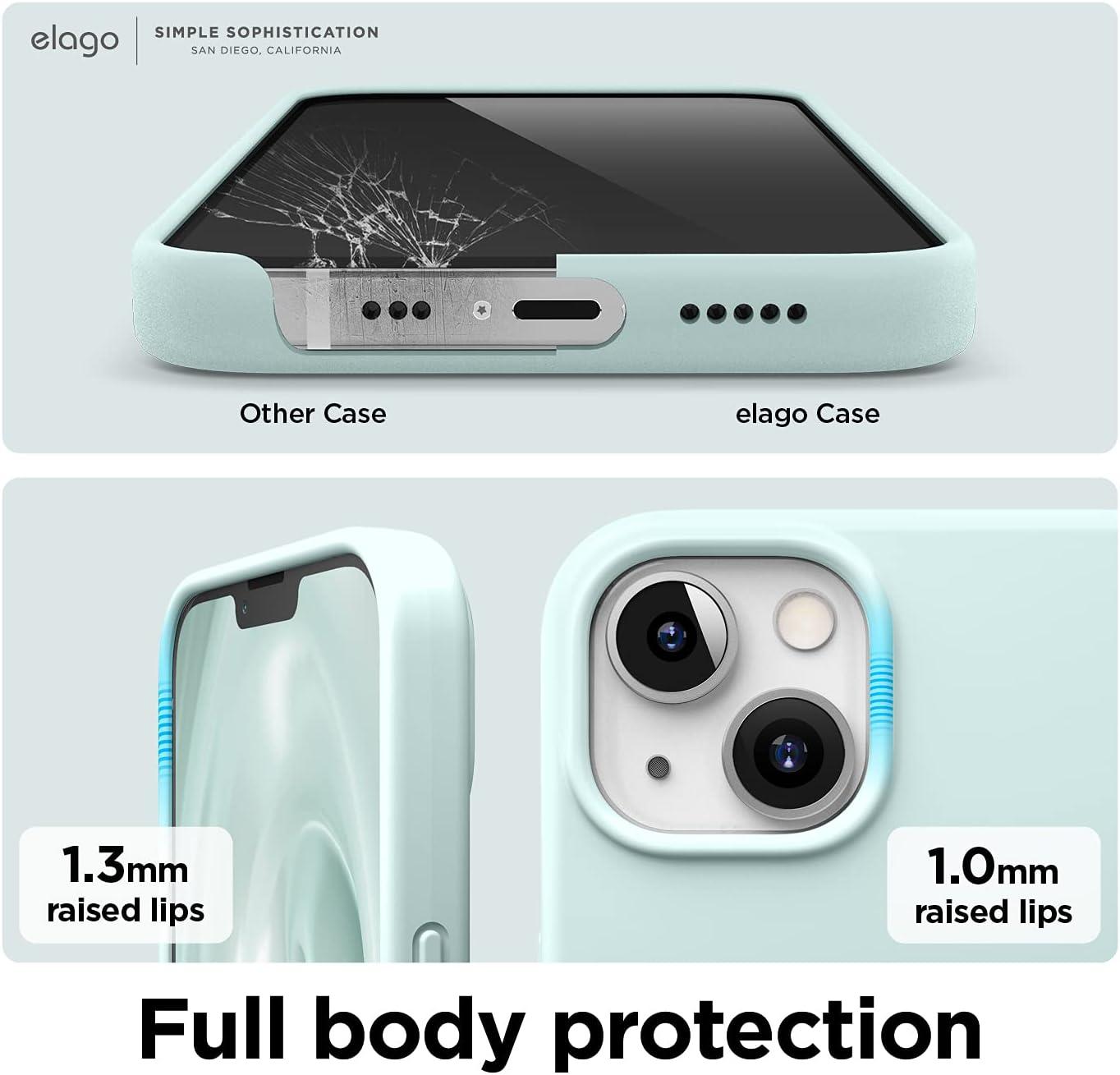 imageelago Liquid Silicone Case Compatible with iPhone 13 61 inchPremium Silicone Full Body Protection  3 Layer Shockproof Phone Case Microfiber Liningmint green