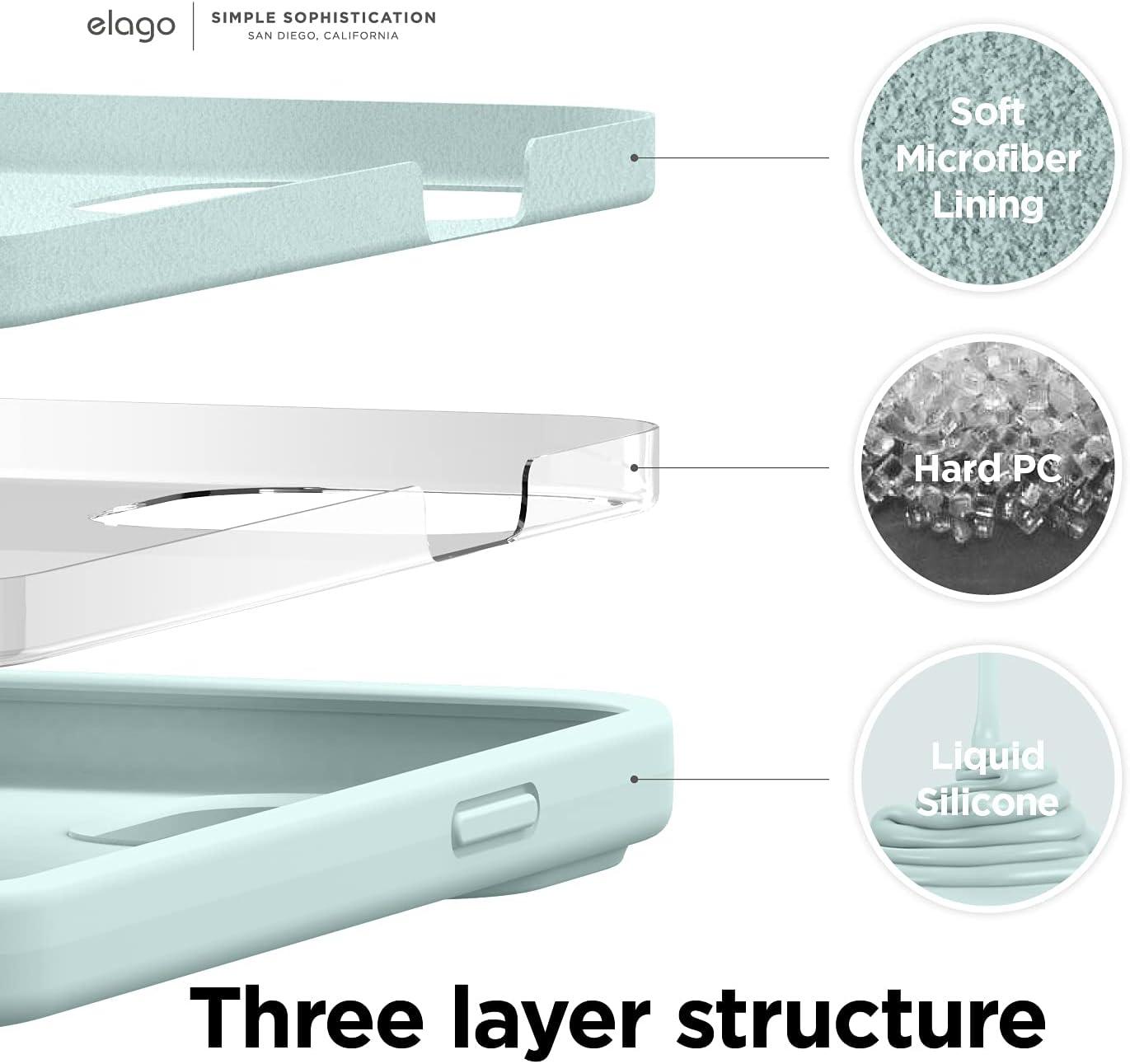 imageelago Liquid Silicone Case Compatible with iPhone 13 61 inchPremium Silicone Full Body Protection  3 Layer Shockproof Phone Case Microfiber Liningmint green
