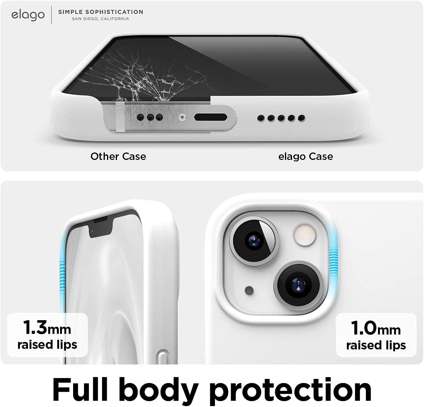 imageelago Liquid Silicone Case Compatible with iPhone 13 61 inchPremium Silicone Full Body Protection  3 Layer Shockproof Phone Case Microfiber Liningwhite