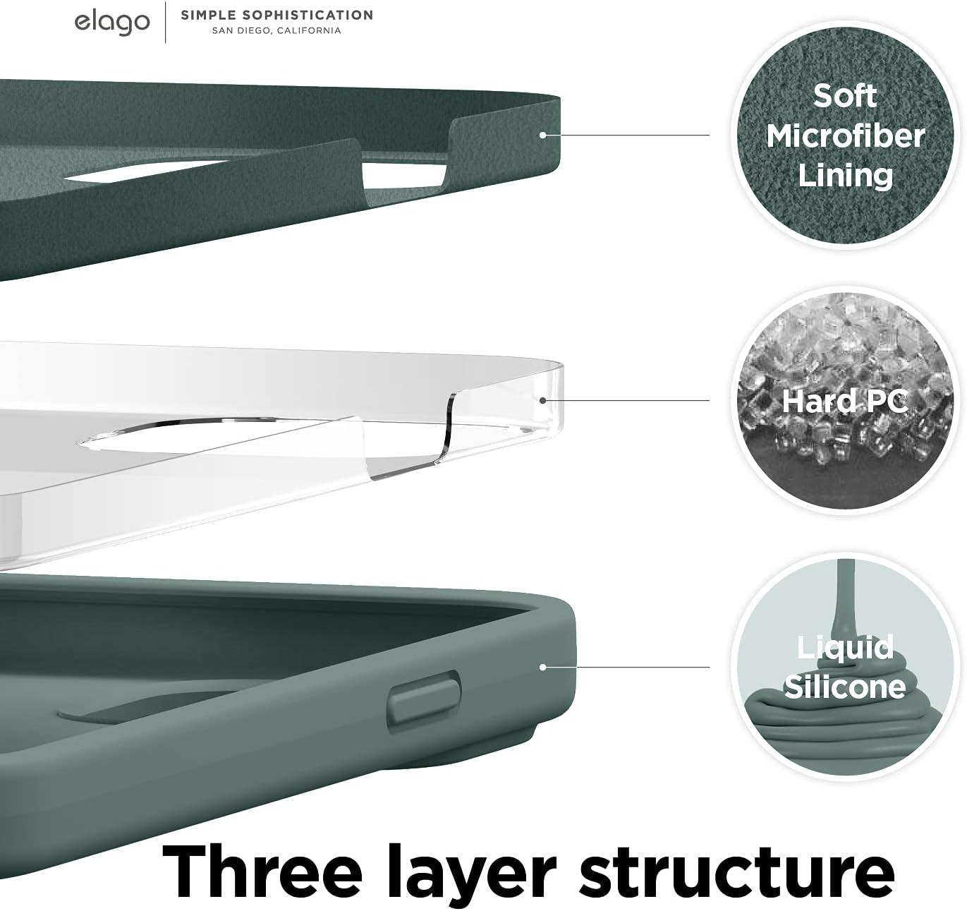 imageelago Liquid Silicone Case Compatible with iPhone 13 Pro Max 67 inches Premium Silicone Case Full Protection Case  Shockproof Cover with 3 Structure WhiteNight Green