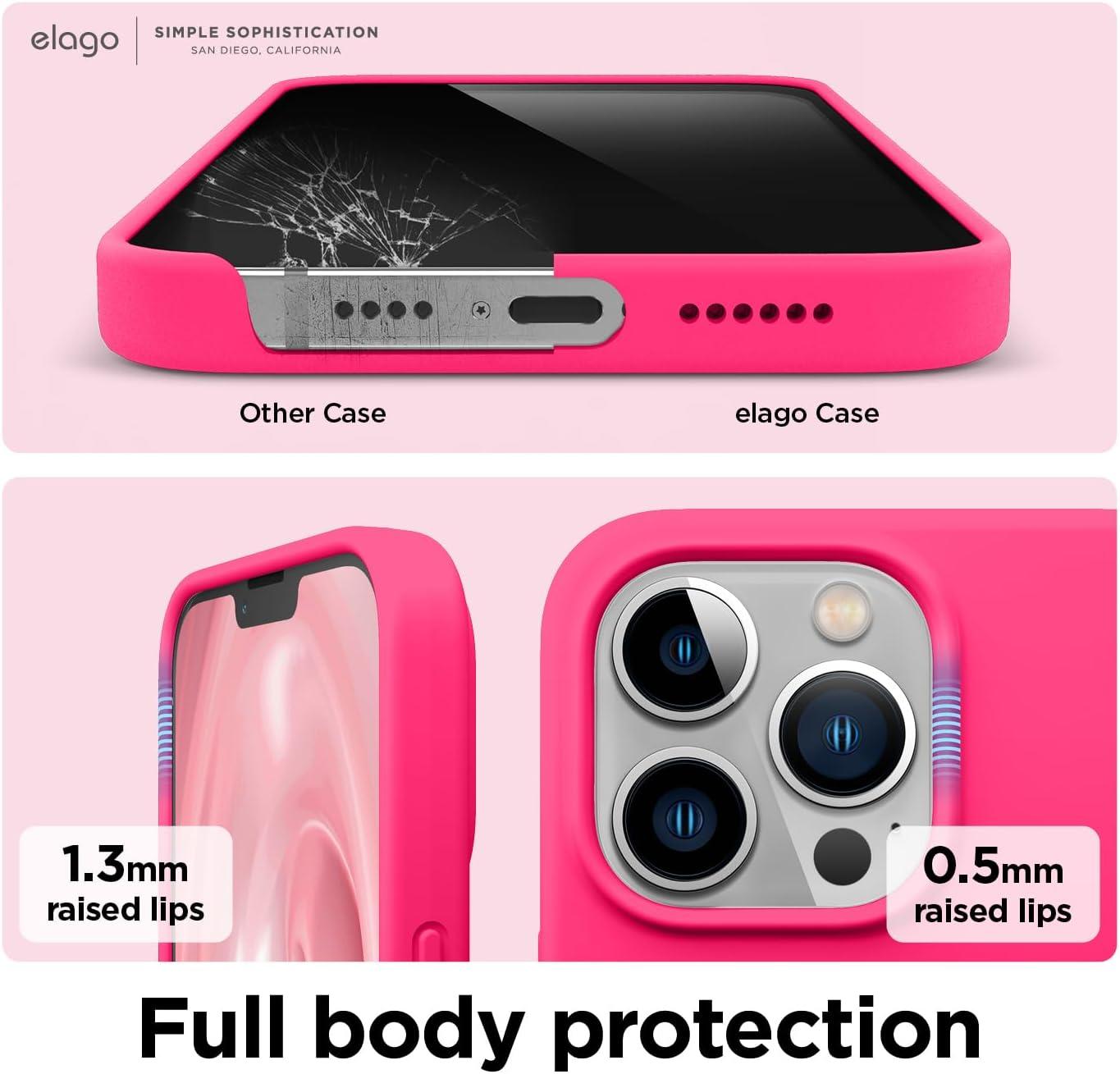 imageelago Liquid Silicone Case Compatible with iPhone 13 Pro Max 67 inches Premium Silicone Case Full Protection Case  Shockproof Cover with 3 Structure WhiteNeon Hot Pink