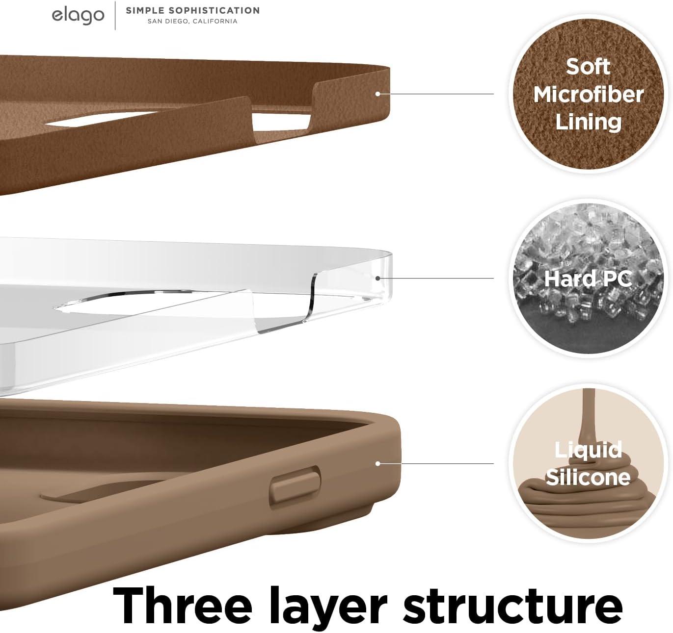 imageelago Liquid Silicone Case Compatible with iPhone 13 Pro Max 67 inches Premium Silicone Case Full Protection Case  Shockproof Cover with 3 Structure WhiteBrown
