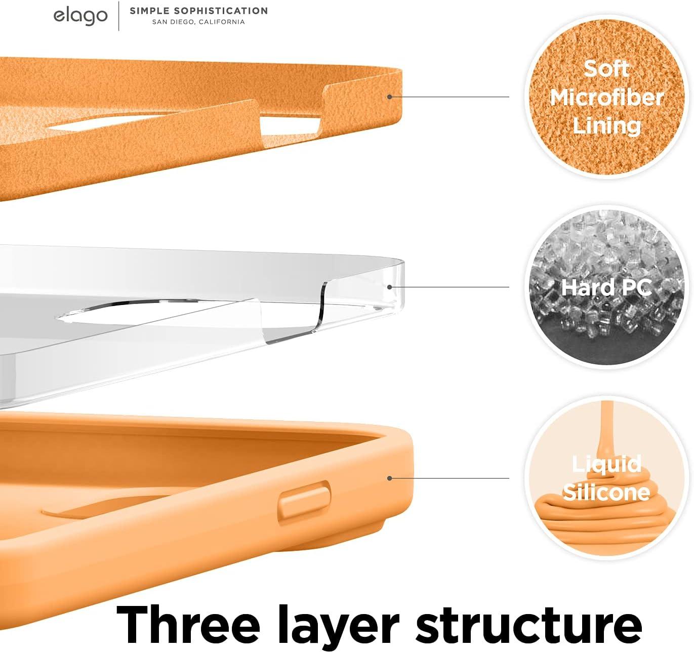 imageelago Liquid Silicone Case Compatible with iPhone 13 Pro Max 67 inches Premium Silicone Case Full Protection Case  Shockproof Cover with 3 Structure WhiteOrange