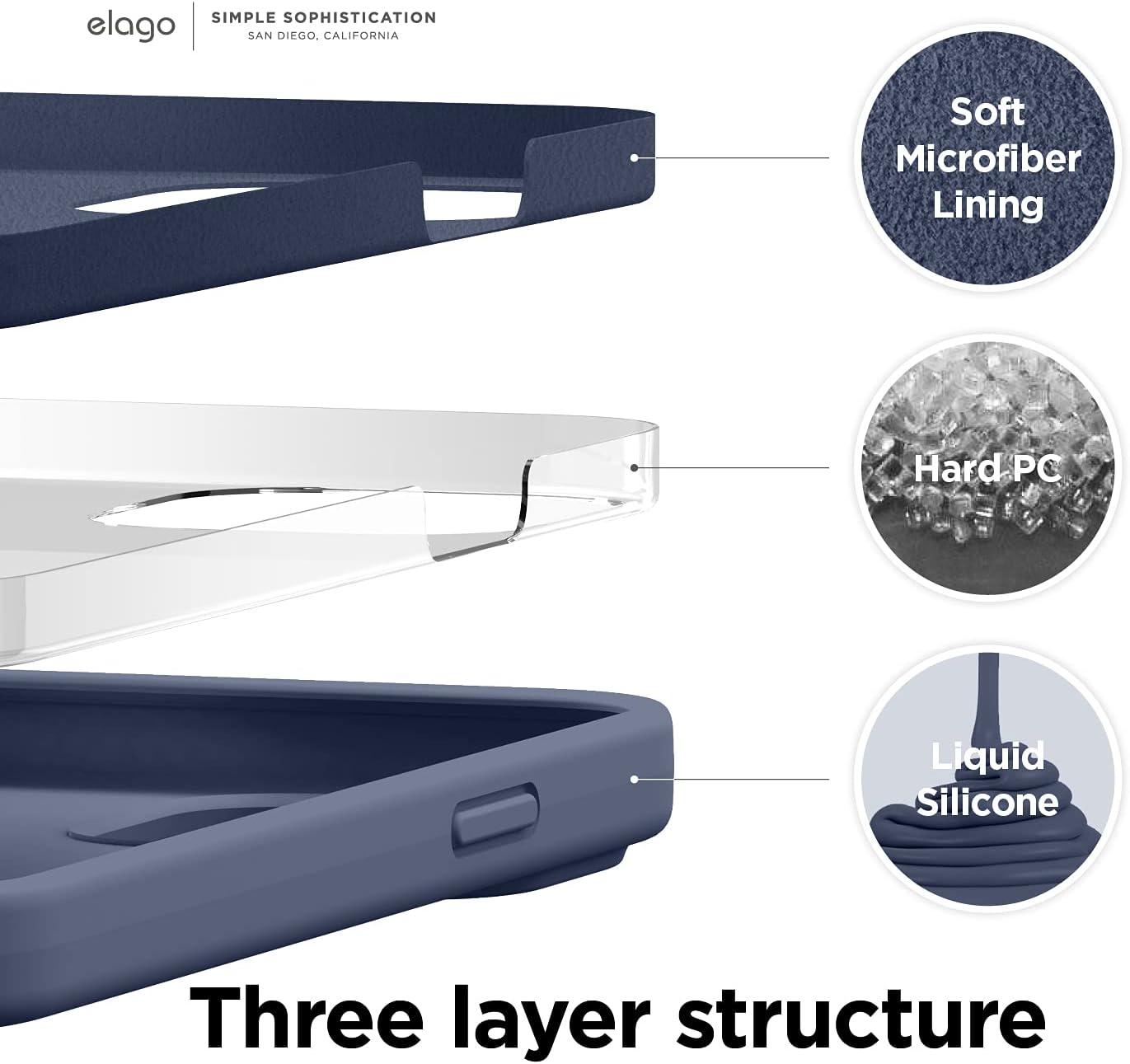 imageelago Liquid Silicone Case Compatible with iPhone 13 Pro Max 67 inches Premium Silicone Case Full Protection Case  Shockproof Cover with 3 Structure WhiteBlue