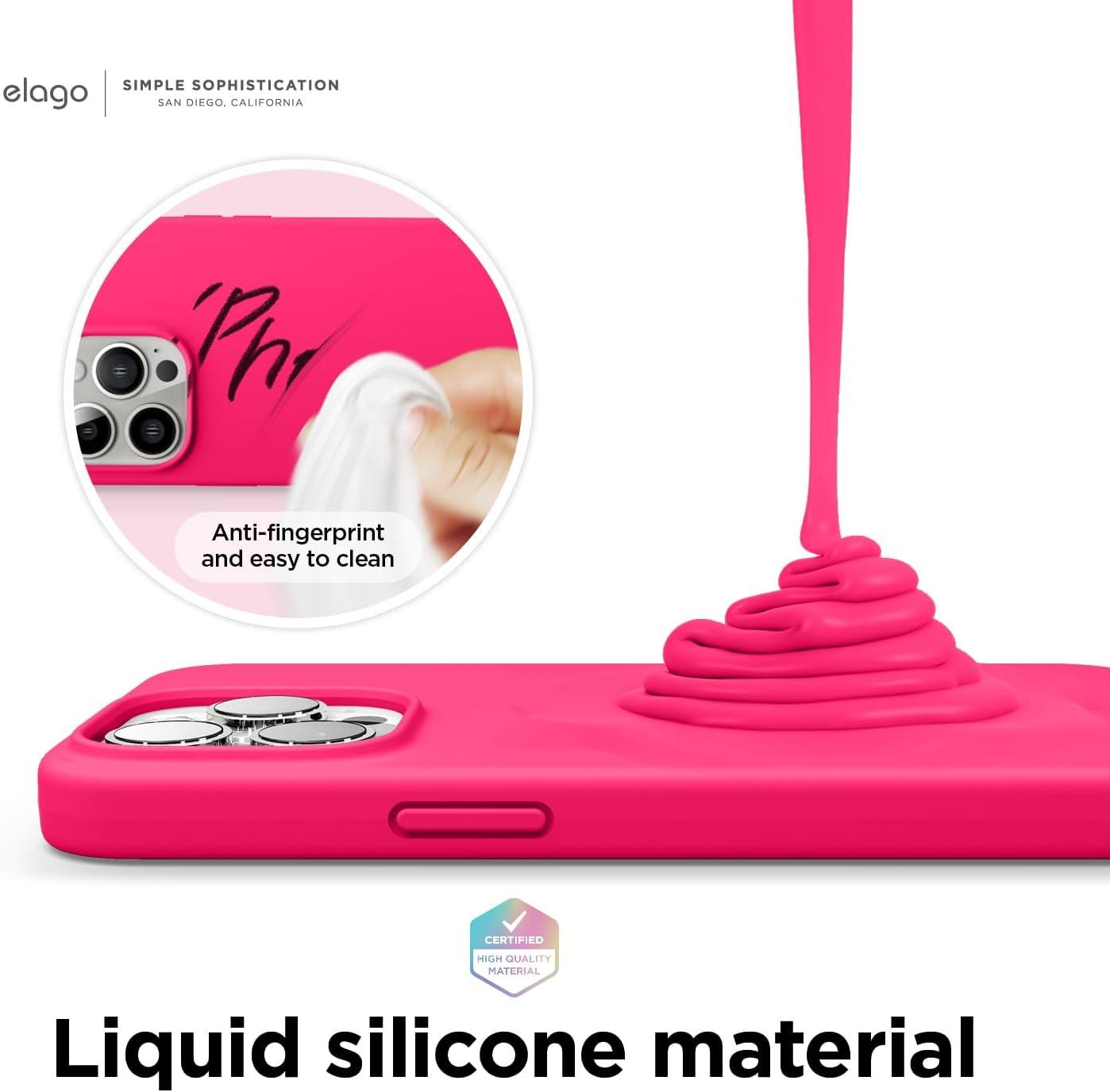 imageelago Liquid Silicone Case Compatible with iPhone 13 Pro Max 67 inches Premium Silicone Case Full Protection Case  Shockproof Cover with 3 Structure WhiteNeon Hot Pink