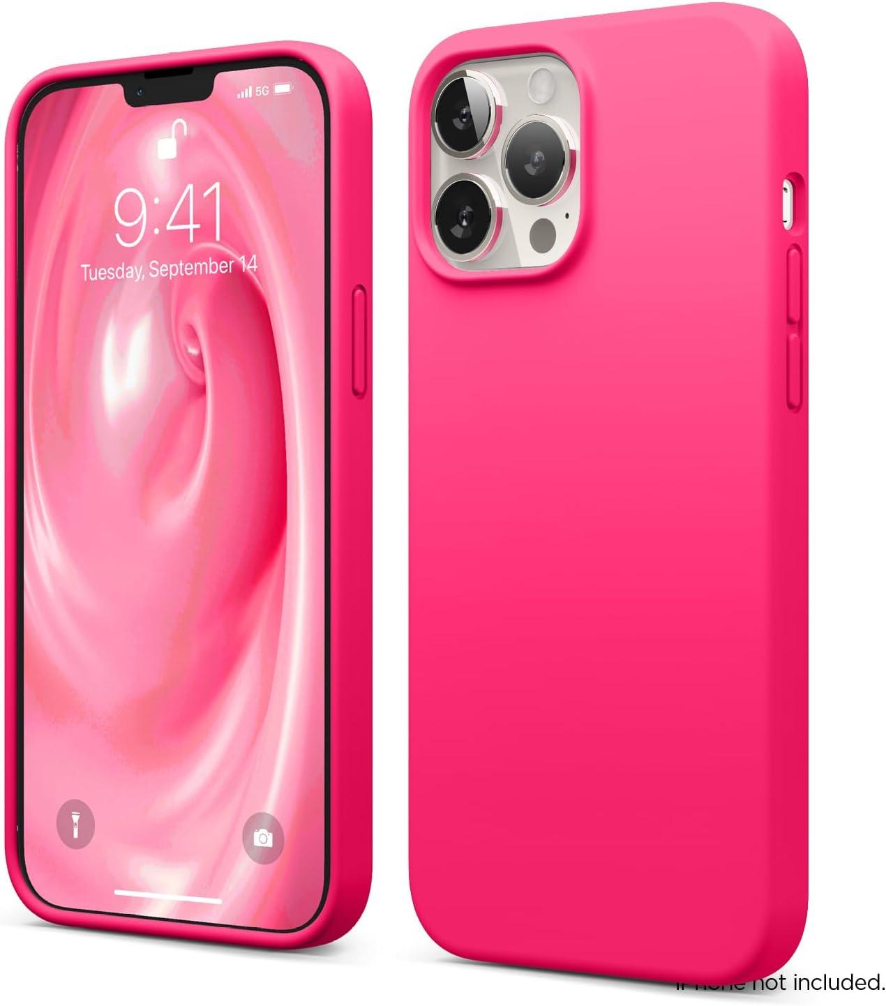imageelago Liquid Silicone Case Compatible with iPhone 13 Pro Max 67 inches Premium Silicone Case Full Protection Case  Shockproof Cover with 3 Structure WhiteNeon Hot Pink
