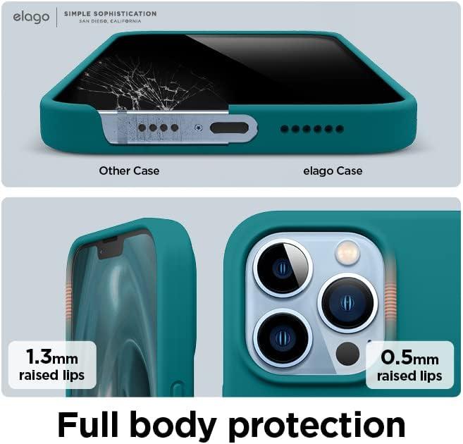 imageelago Liquid Silicone Case Compatible with iPhone 13 Pro Max 67 inches Premium Silicone Case Full Protection Case  Shockproof Cover with 3 Structure WhiteDark Turquoise