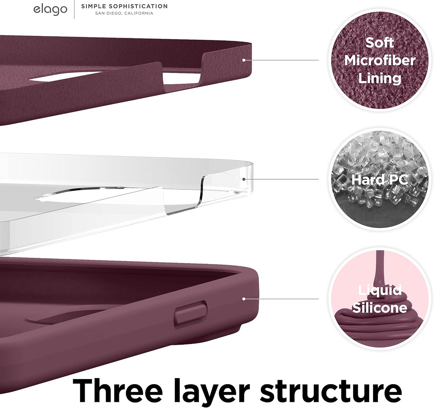 imageelago Liquid Silicone Case Compatible with iPhone 13 Pro Max 67 inches Premium Silicone Case Full Protection Case  Shockproof Cover with 3 Structure WhiteBurgundy