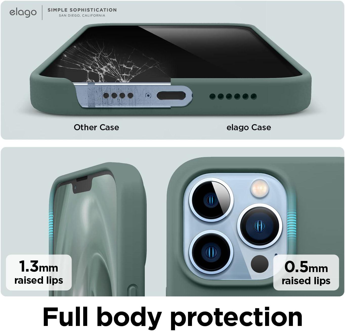 imageelago Liquid Silicone Case Compatible with iPhone 13 Pro Max 67 inches Premium Silicone Case Full Protection Case  Shockproof Cover with 3 Structure WhiteNight Green