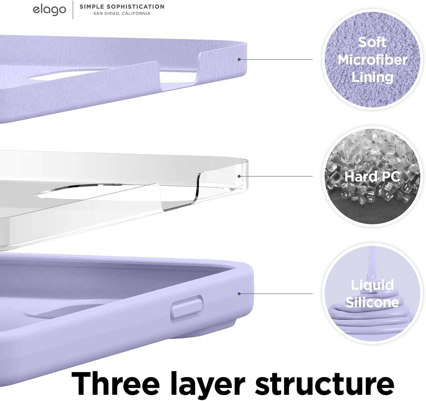 imageelago Liquid Silicone Case Compatible with iPhone 13 Pro Max 67 inches Premium Silicone Case Full Protection Case  Shockproof Cover with 3 Structure WhitePurple